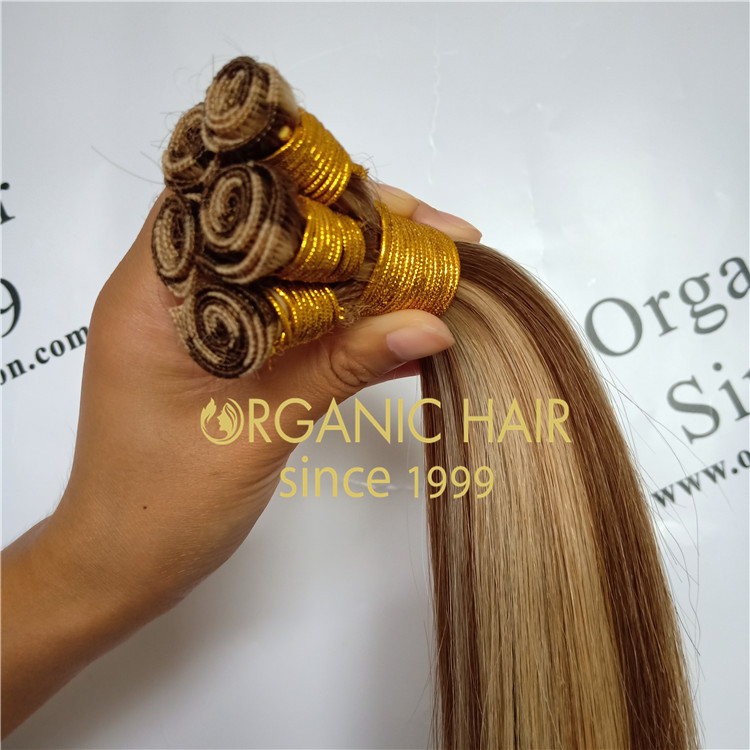 #T8/22 very double drawn virgin human hand tied weft,5 pieces,100g/package A34